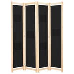 vidaXL Kamerscherm met 4 panelen 160x170x4 cm stof zwart, Verzenden