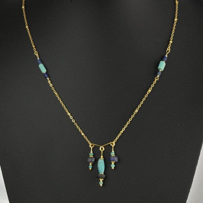Oud-Romeins Ketting met romeinse glaskralen, Antiquités & Art, Antiquités | Autres Antiquités