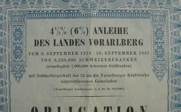 Oostenrijk. 6% Anleihe Vorarlberg Obligation von 1250