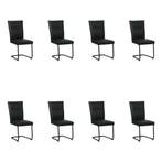 Set van 8 Leren eetkamerstoelen Retro - Hermes Nero (zwart), Ophalen of Verzenden