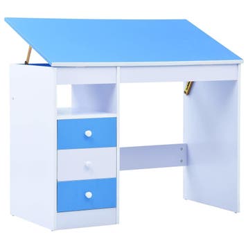 vidaXL Kindertekentafel/-bureau kantelbaar blauw en wit, Verzenden, Nieuw
