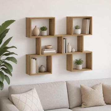 vidaXL Wandplank Artisanaal eiken 103 x 17 x 80 cm Bewerkt, Verzenden