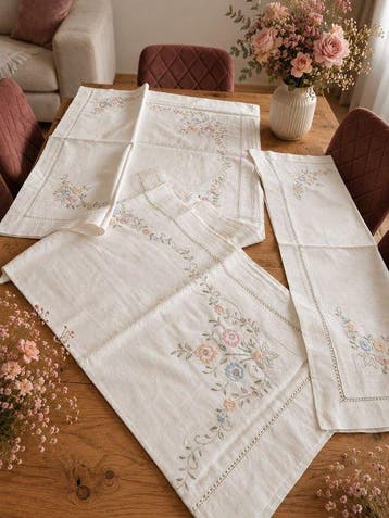 Lenzuola matrimoniale di lusso ricamate in puro lino - Laken