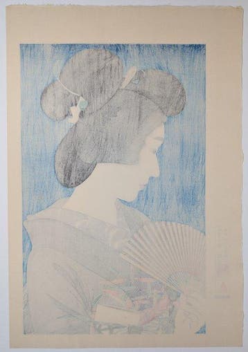 Zomerse Geisha • Torii Kotondo • Japanse houtsnede •