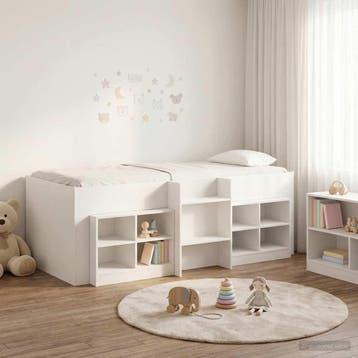 vidaXL Loft Bed Frame met Kast met plank 3 st Wit Bewerkt, Huis en Inrichting, Verzenden, Nieuw
