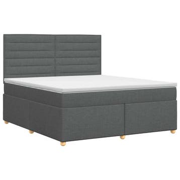 vidaXL Boxspringbed met matras Donkergrijs 140 x 190 cm Stof, Verzenden