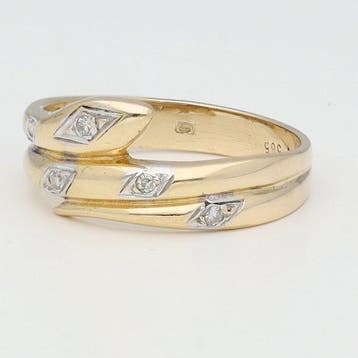 Bague - 14 carats Or jaune, Or blanc Diamant (Naturelle) -