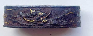 shoten samurai gevecht op zeegolven motief fuchi kashira -, Antiquités & Art