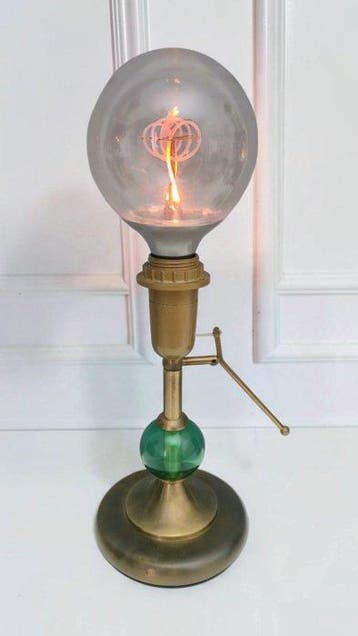 Bureaulamp (2) - Zeldzame Set Vintage Lampen - Metaal, Glas