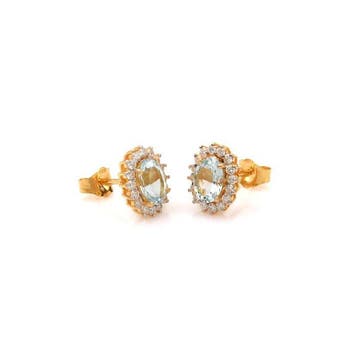 Oorstekers - 14 karaat Geel goud - 1.86ct. tw. Aquamarijn -