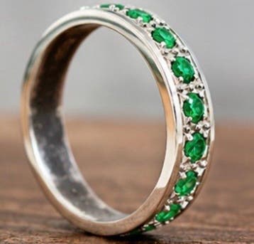 Zonder minimumprijs - Ring Zilver - 1.50ct. tw. Smaragd -, Handtassen en Accessoires, Ringen, Nieuw