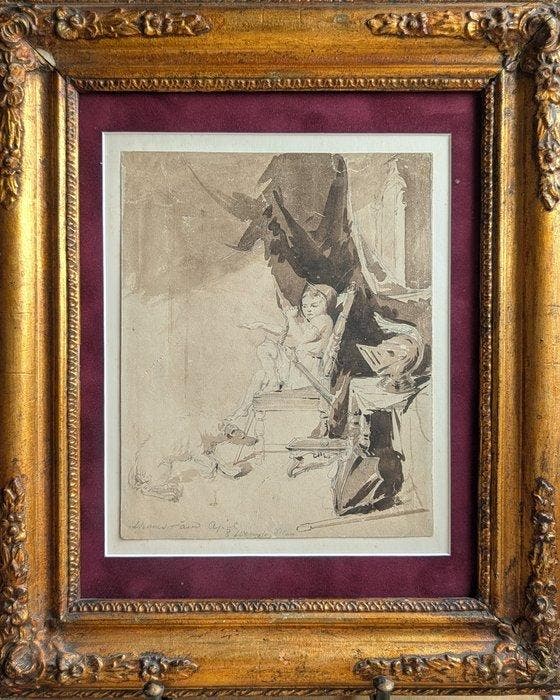 Thomas Faed (1826-1900) - Chico y su perro en el estudio del, Antiquités & Art, Art | Peinture | Classique