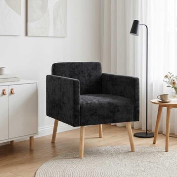 vidaXL Accentstoel Zwart Chenille Stof, Verzenden