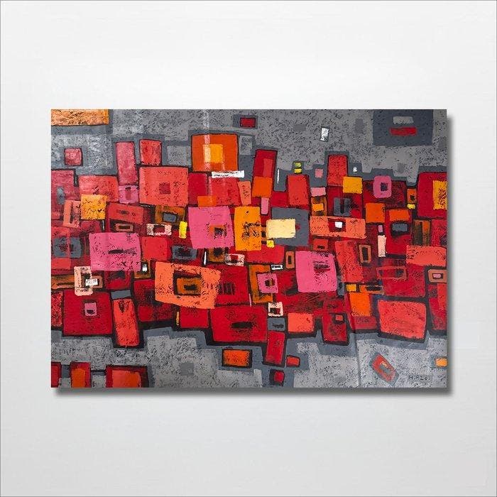 Hoang A (1984) - Urbanité en Feu 100 140 cm, Antiek en Kunst, Kunst | Schilderijen | Modern