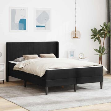 vidaXL Bedframe met matras met hoofdeinde Zwart 140 x 190 cm, Huis en Inrichting, Slaapkamer | Matrassen en Bedbodems, Verzenden