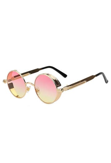 KIMU® Ronde Bril Steampunk Vintage Goud Montuur Rond Roze Ge, Ophalen of Verzenden