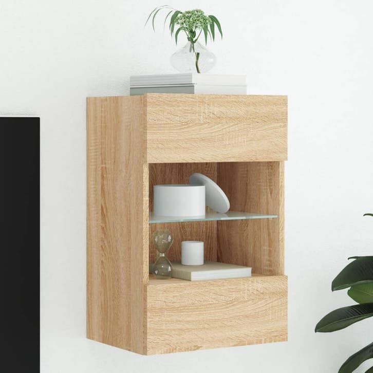 vidaXL Tv-wandmeubel met LED-verlichting 40x30x60,5 cm, Huis en Inrichting, Kasten |Televisiemeubels, Nieuw, Verzenden