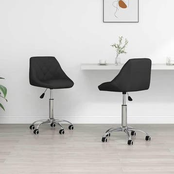 vidaXL Eetkamerstoelen draaibaar 2 st kunstleer zwart, Verzenden, Nieuw