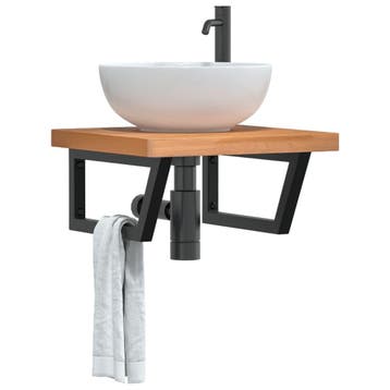 vidaXL Badkamer wandschap staal en massief beukenhout, Verzenden, Nieuw