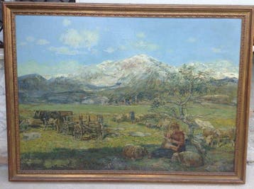 Nei modi di Giovanni Segantini (XIX), Reca iniziali G.S. -