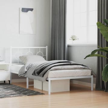 vidaXL Bedframe met hoofdbord metaal wit 100x200 cm, Verzenden, Nieuw