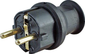 Kopp Grounded Plug Polyamide PVC Rubber Black - 1797.1600.5, Doe-het-zelf en Bouw, Verzenden, Nieuw