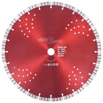vidaXL Diamantzaagblad met turbo en gaten 350 mm staal, Doe-het-zelf en Bouw, Verzenden, Nieuw