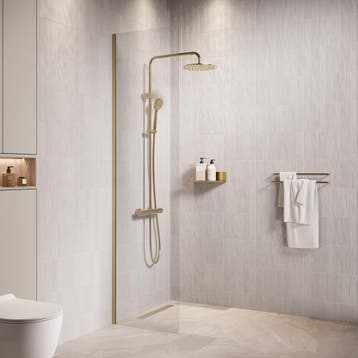 Douchewand Florida 40 x 200 cm Goud – Transparant Glas, Verzenden, Nieuw