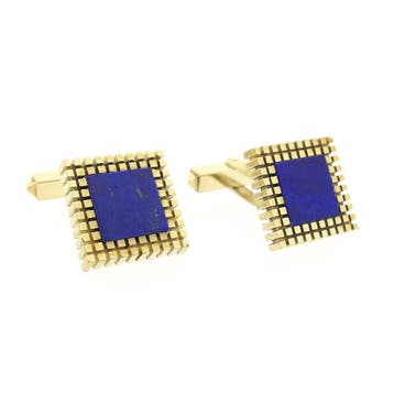 Gouden manchetknopen met Lapis Lazuli, Bijoux, Sacs & Beauté, Boutons de manchette, Ophalen of Verzenden