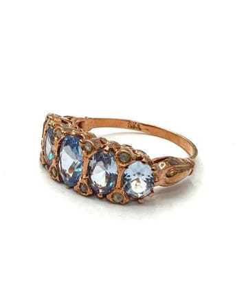Zonder minimumprijs - Ring - 9 kt. Roségoud, Zilver Spinel -, Nieuw