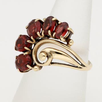 Ring - 14 karaat Geel goud - Granaat, Nieuw