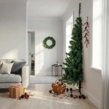 vidaXL Kunstkerstboom met standaard half 240 cm PVC groen, Verzenden
