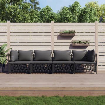 vidaXL 4-delige Loungeset met kussens staal antracietkleurig, Verzenden, Nieuw, Loungeset