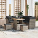 vidaXL Tuinbank Set 8 pcs Grijs Poly riet en gepoedercoat, Verzenden