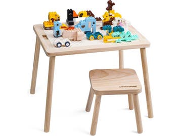 WonderMind WM-D001 - Massief Houten Bouwtafel Set -, Verzenden, Zo goed als nieuw