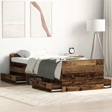 vidaXL Bedframe zonder matras 100x200 cm bewerkt hout oud, Verzenden