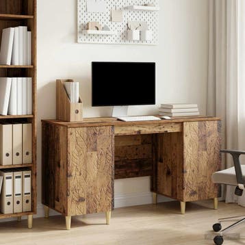 vidaXL Bureau Oud hout 142,5 x 50 x 75 cm Bewerkt hout, Huis en Inrichting, Verzenden, Nieuw