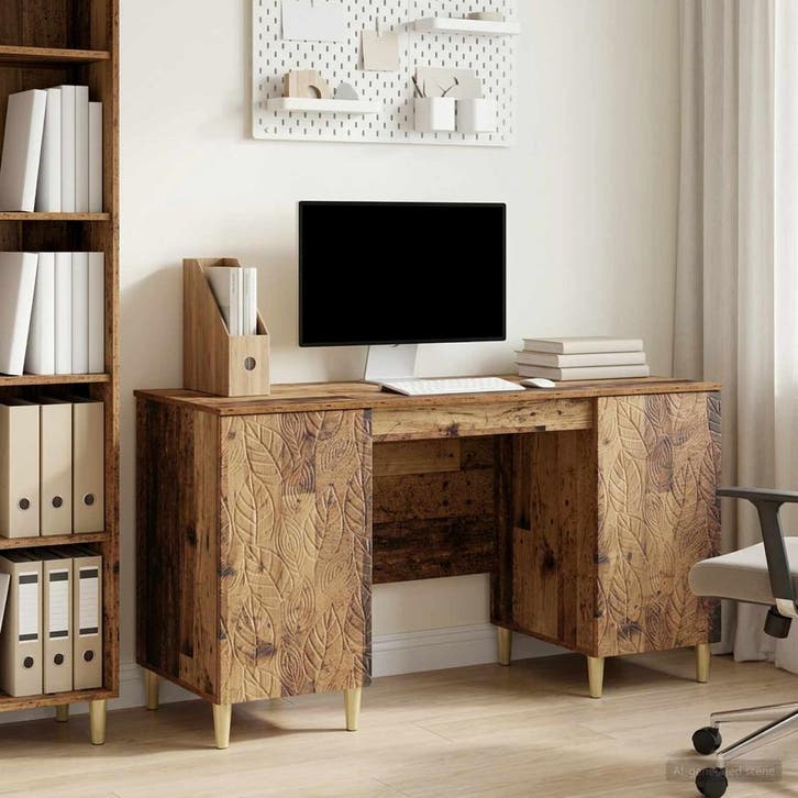 vidaXL Bureau Oud hout 142,5 x 50 x 75 cm Bewerkt hout, Huis en Inrichting, Bureaus, Nieuw, Verzenden