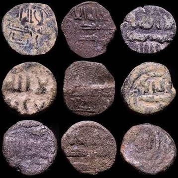 . Spanje Al-Andalus Governors. Lot 9 x fals 711-755 AD.