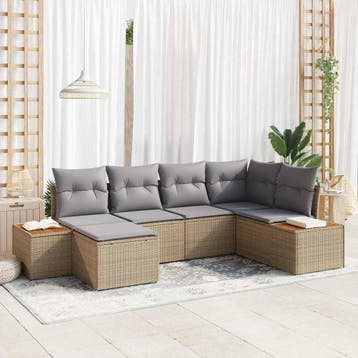 vidaXL Tuinbank Set 7 st 6-Aantal zitplaatsen Beige en, Verzenden, Nieuw