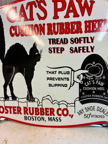 Cat’s Paw – Foster Rubber Co. – Vintage Emaille Reclamebord