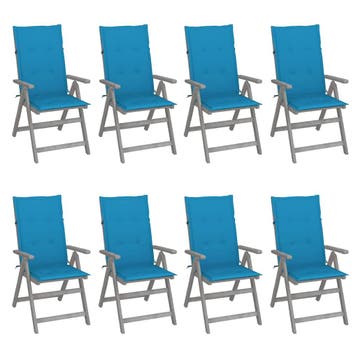 vidaXL Tuinstoelen 8 st verstelbaar met kussens acaciahout, Jardin & Terrasse, Verzenden