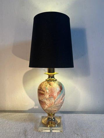 Tafellamp - Keramiek, Glas, Messing, Textiel