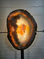 Lampadaire - Agate, Métal - Unique - dalle de cristal XXL