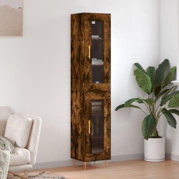 vidaXL Hoge kast 34,5x34x180 cm bewerkt hout gerookt, Verzenden, Nieuw