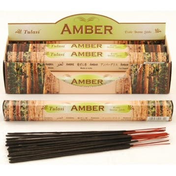 Tulasi Wierook - Amber (box met 6 pakjes á 20 stokjes), Maison & Meubles, Ophalen of Verzenden