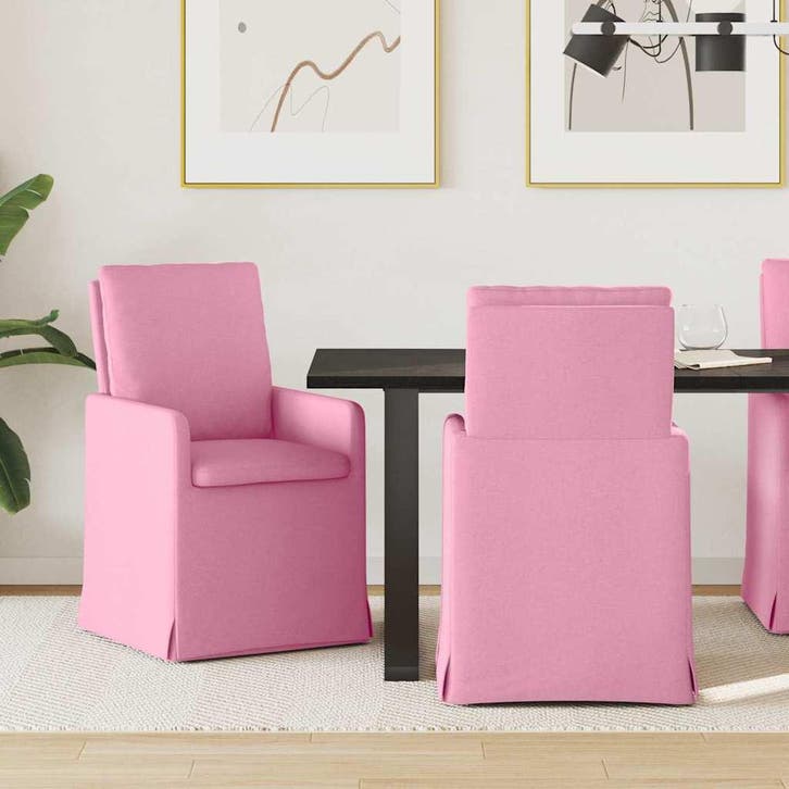 vidaXL Eetstoelen 2 pcs Roze 57 x 67 x 98 cm Stof, Huis en Inrichting, Stoelen, Nieuw, Verzenden
