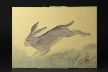 Rabbit Painting on Shikishi Board – Signed and Sealed - Masa