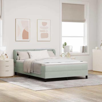 vidaXL Boxspring bed met hoofdeinde Lichtgrijs 160 x 200 cm, Verzenden