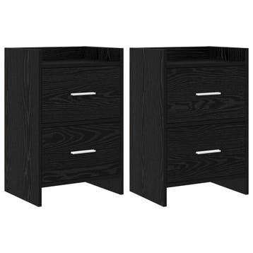vidaXL Nachttafels 2 st Zwart eiken 40 x 30 x 60 cm Bewerkt, Verzenden